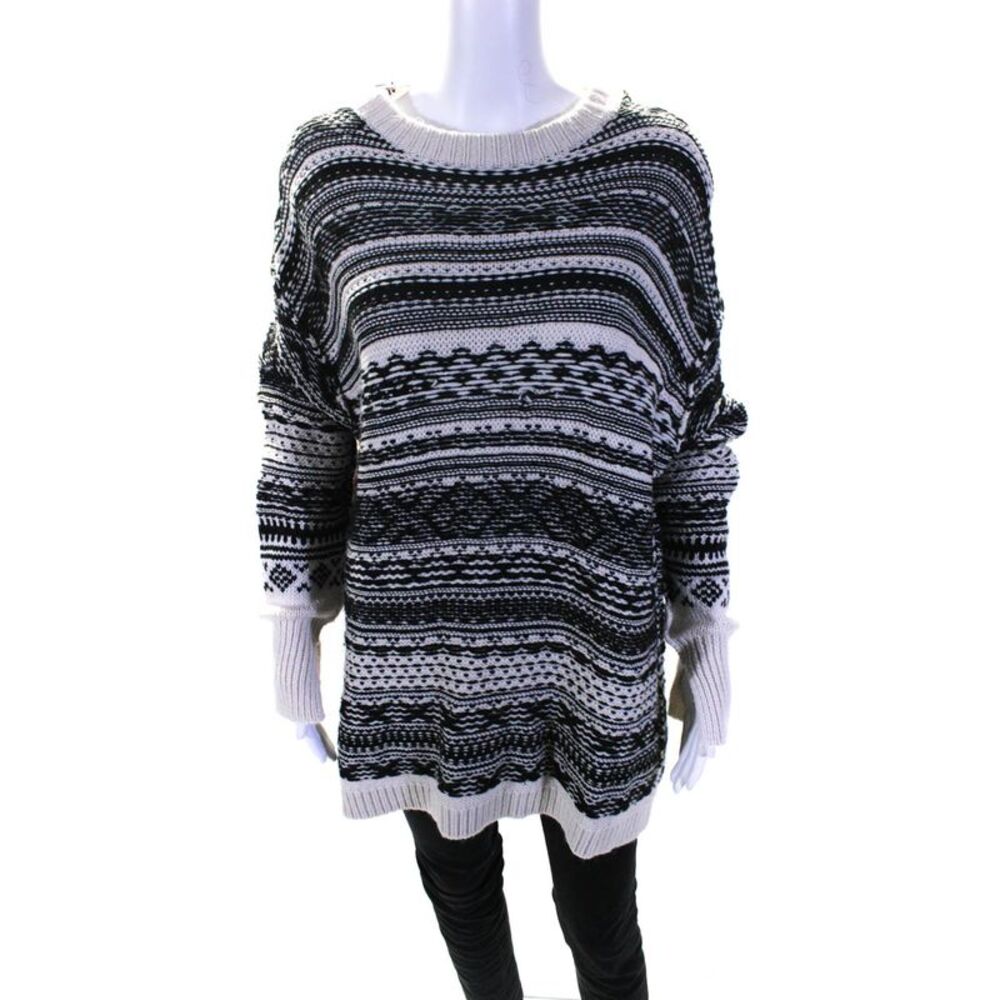 (nude) Womens Fair Isle Oversize Sweater White Size 12 11519694